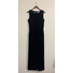 ELIANE ROSE Black Suede Elegant One Piece Sleeveless Jumpsuit Wide Leg Size 10